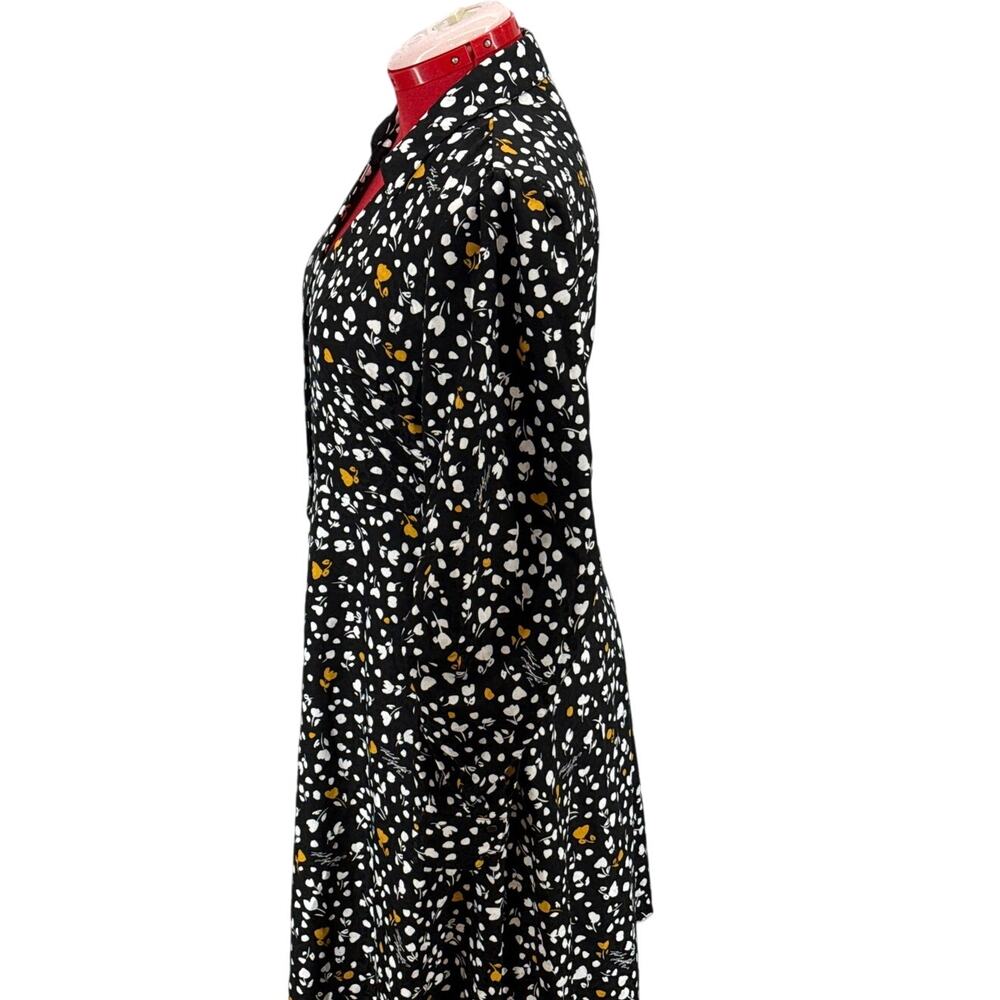 Karl Lagerfeld Black Floral Sheer Long Sleeve Crepe Button Shirtdress Women 10 - Picture 3 of 9